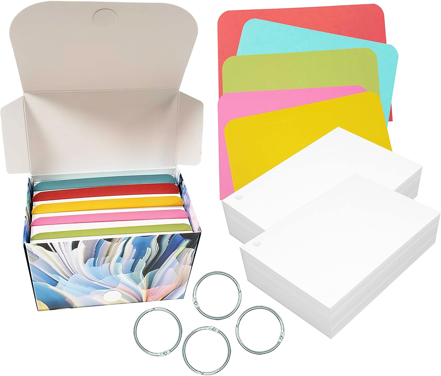 Debra Dale Designs Blank Flash Cards - 1,100 Cards, 3.5x2 Inch, 110# Index Card Stock (White, Yellow Punched) - View #10