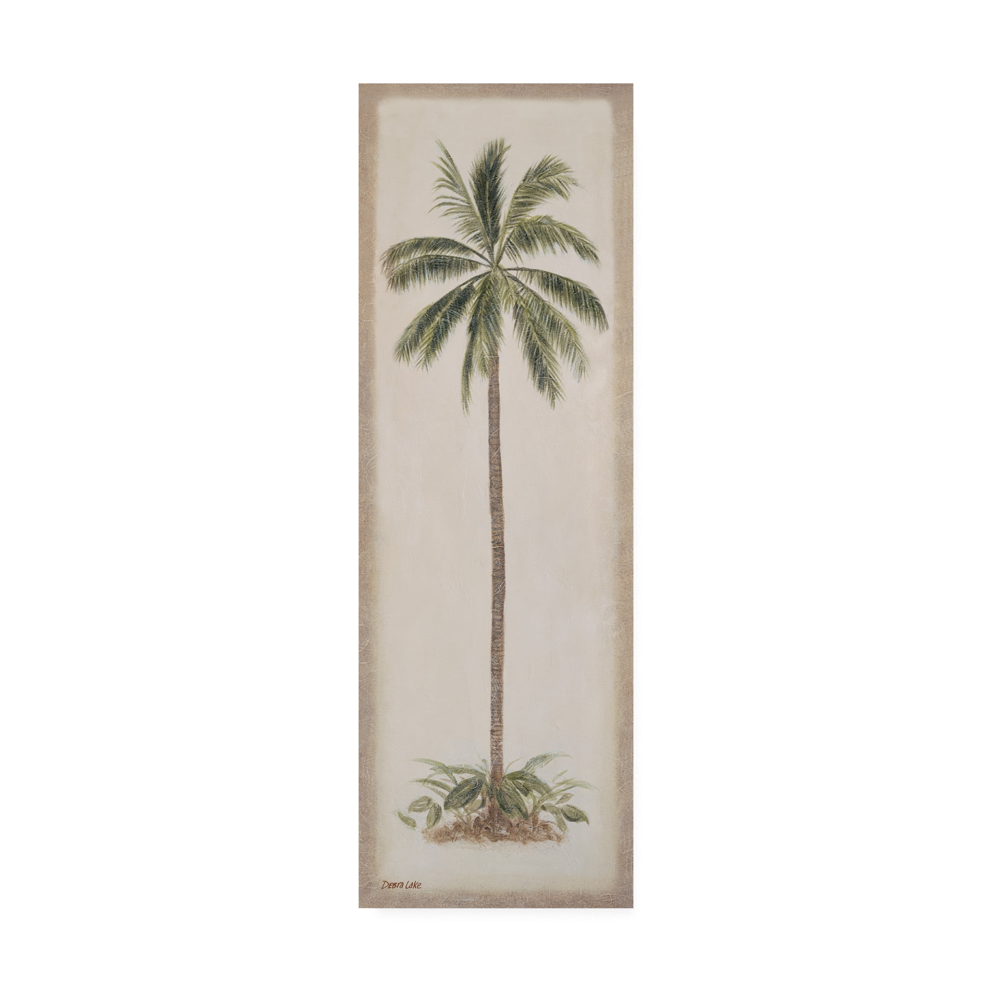 Debra Lake Beige and Green Palm Tree Canvas Art 19'' x 6''