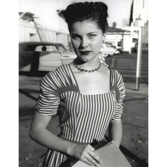 Debra Paget wearing a striped gown Photo Print (8 x 10)