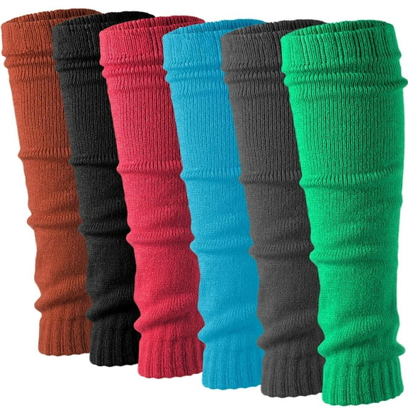 Debra Weitzner 80’s Knit Super Long Ribbed Leg Warmers for Women, Assorted 6-Pairs