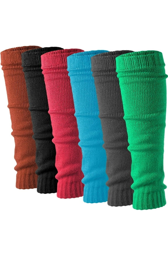80’s Knit Super Long Ribbed Leg Warmers for Women, Assorted 6-Pairs