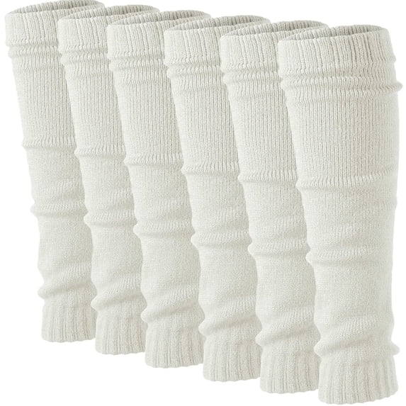 Debra Weitzner 80’s Knit Super Long Ribbed Leg Warmers for Women, White 6-Pairs