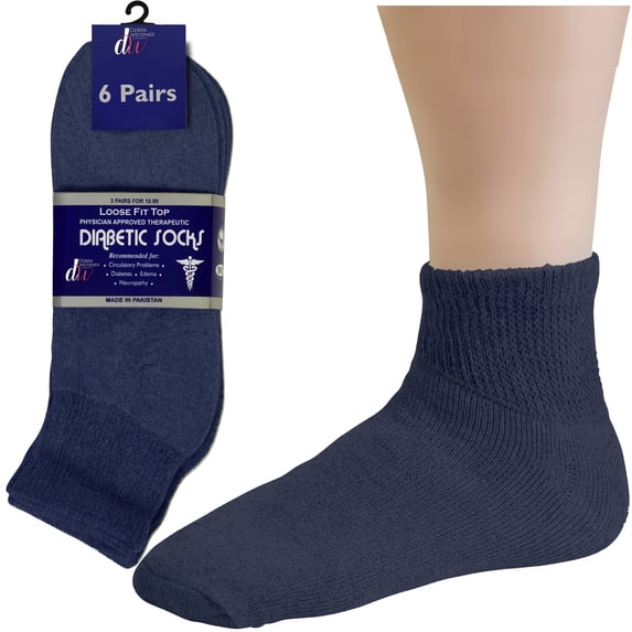 Debra Weitzner Diabetic Ankle Socks Mens Womens Non-binding Socks Loose Fit 12 Pairs Navy