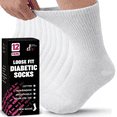 thumbnail image 1 of Debra Weitzner Men’s and Women’s Diabetic Crew Socks, Non-Binding Loose Fit, White, 12 Pairs, 1 of 9