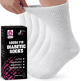 thumbnail image 1 of Debra Weitzner Diabetic Socks For Men and Women Loose Fit Non-Binding Cotton Crew Socks 10/13 White 6 Pairs, 1 of 7