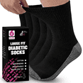 thumbnail image 1 of Debra Weitzner Men’s and Women’s Diabetic Crew Socks, Non-Binding Loose Fit Cushion Sole, Size 13-15, Black, 6 Pairs, 1 of 7