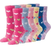 Debra Weitzner Fuzzy Socks for Women Non-Slip Warm and Cozy Winter Socks, Fleece Plush Slipper Socks - Christmas Gift for Women 5 Pairs