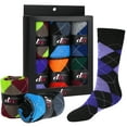thumbnail image 1 of Debra Weitzner Mens Dress Socks Cotton Patterned 6 Pairs With Gift Box Bright Argyle Size 10-13, 1 of 5