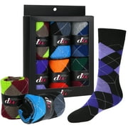 Debra Weitzner Mens Dress Socks Cotton Patterned 6 Pairs With Gift Box Bright Argyle Size 10-13
