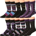thumbnail image 1 of Debra Weitzner Mens Dress Socks Gift Box Crew Cotton Assorted Purple Casual Novelty Socks 12 Pairs, 1 of 5