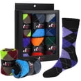 thumbnail image 1 of Debra Weitzner Mens Dress Socks with Gift Box - Cotton Patterned Crew Socks for Men&nbsp;6 Pairs Bright Argyle Size 13-15, 1 of 5
