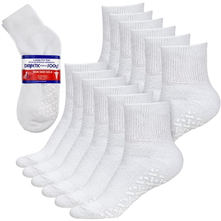 Debra Weitzner Non-Binding Loose Fit Sock - Non-Slip Diabetic Socks for Men and Women - Ankle 12 Pack White Size 10-13