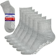 Debra Weitzner Non-Binding Loose Fit Sock - Non-Slip Diabetic Socks for Men and Women - Ankle 6 Pack Grey Size 13-15