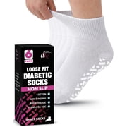Debra Weitzner Non-Binding Loose Fit Sock - Non-Slip Diabetic Socks for Men and Women - Ankle 6 Pack White Size 13-15