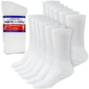 Debra Weitzner Non-Binding Loose Fit Sock - Non-Slip Diabetic Socks for Men and Women - Crew 12 Pack White Size 13-15