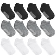 Debra Weitzner Toddler Ankle Socks with Grips for Boys and Girls 12-36 Months, Multicolor, 12 Pairs