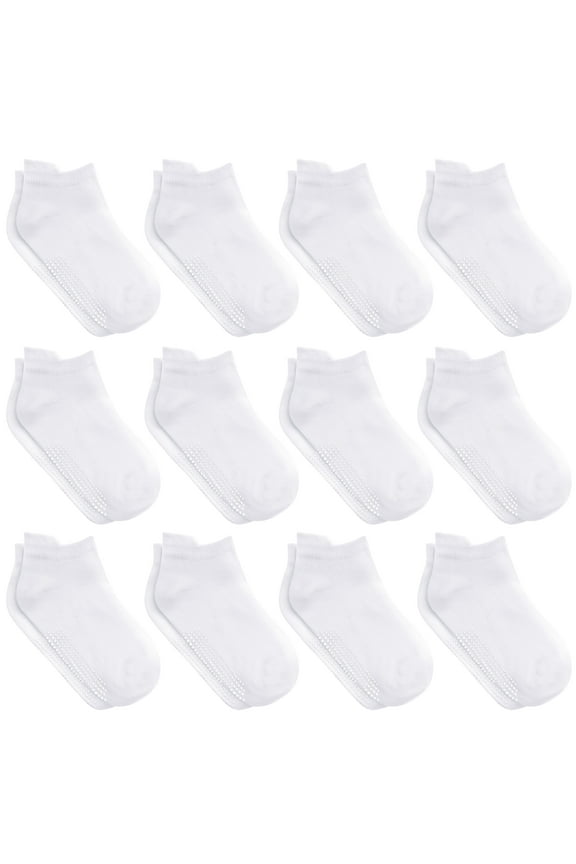 Non Slip Ankle Socks With Grips for Toddlers 3 to 5 Years Old, White 12 Pairs