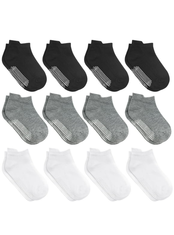Debra Weitzner Non Slip Ankle Socks With Grips for Toddlers 6 to 12 Months Old, Multicolor 12 Pairs
