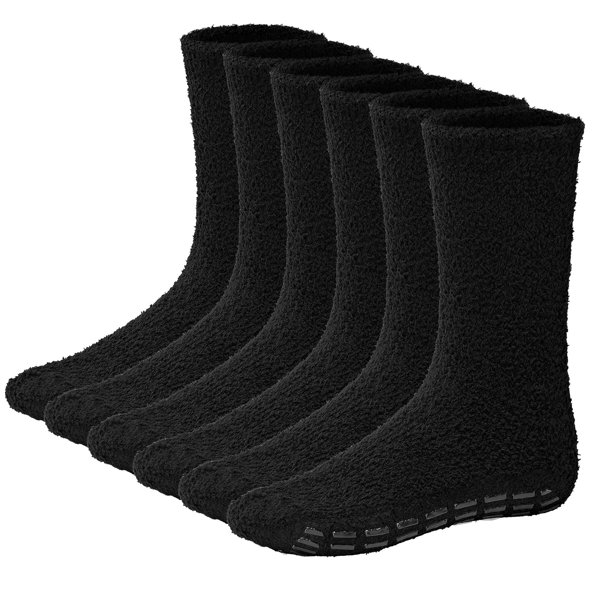 Debra Weitzner NonSlip Fuzzy Socks Warm Winter Socks for Men, Black 6