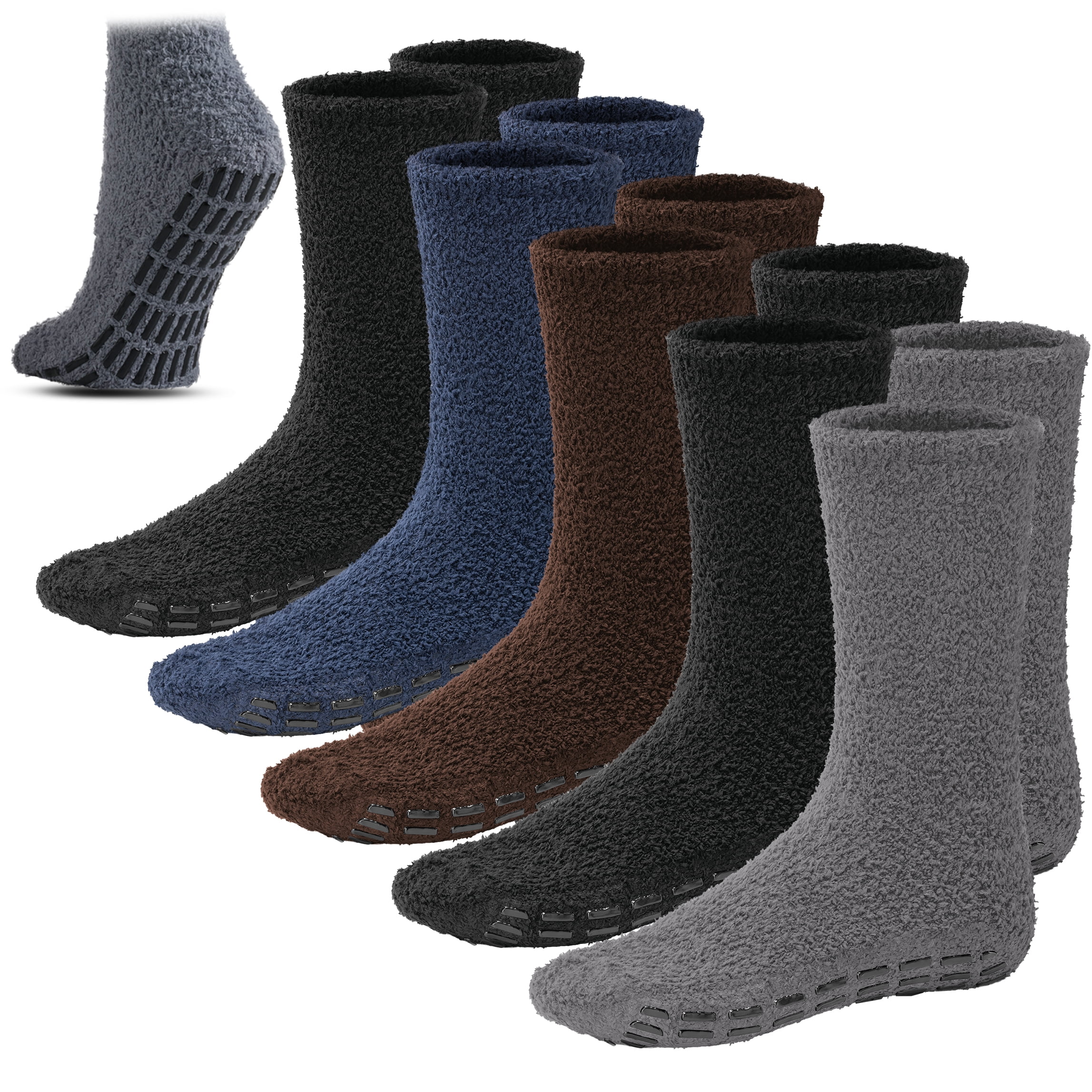60 Pairs Yacht & Smith Mens Multi Purpose Diabetic Assorted Colors Rubber  Silicone Gripper Bottom Slipper Sock Size 10-13 - Mens Crew Socks - at 