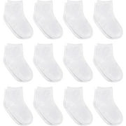 DEBRA WEITZNER Non-Slip Toddler Socks With Grips for Baby Boys and Girls - Anti-Slip Crew Socks for Infant's and Kids, 12 Pairs