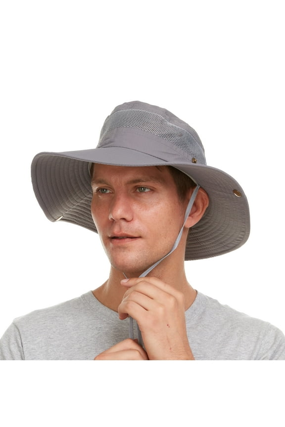 Sun Hat for Men/Women UV Protection Boonie Hats with Wide Brim Summer Hats for Hiking Fishing Safari Gardening Beach Camping, Gray Large