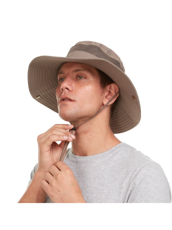 Sun Hat for Men/Women UV Protection Boonie Hats with Wide Brim Summer Hats for Hiking Fishing Safari Gardening Beach Camping, Khaki Large