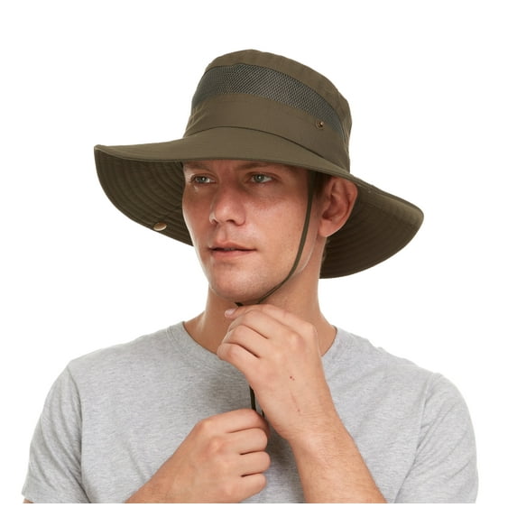 Debra Weitzner Sun Hat for Men/Women UV Protection Boonie Hats with Wide Brim Summer Hats for Hiking Fishing Safari Gardening Beach Camping, Olive Large