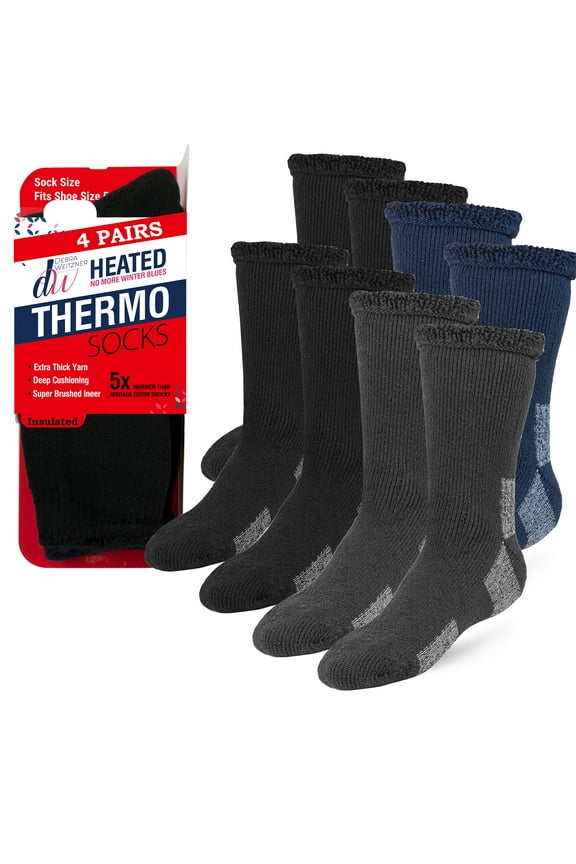 Thermal Heated Socks Insulated Socks for Men & Women 10-13, Assorted 4 Pairs