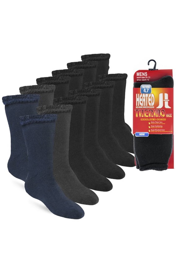 Thermal Heated Socks Insulated Socks for Men & Women 10-13, Assorted 6 Pairs