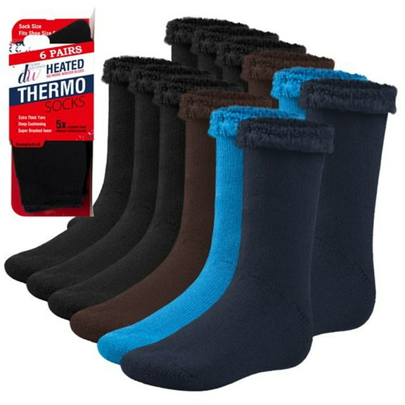 Debra Weitzner Thermal Heated Socks Insulated Socks for Men & Women 10-13, Assorted 6 Pairs