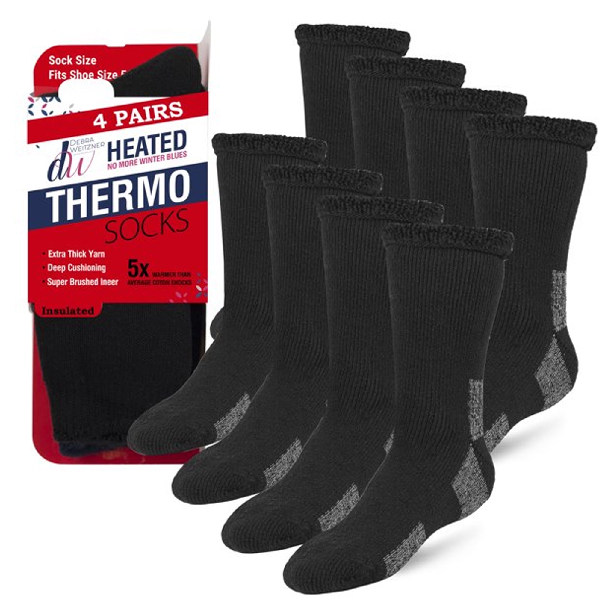 Debra Weitzner Thermal Heated Socks Insulated Socks for Men & Women 1013, Two Tone 4 Pairs