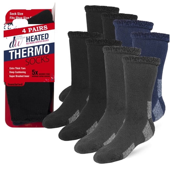 Debra Weitzner Thermal Heated Socks Insulated Socks for Men & Women 9-11, Assorted 4 Pairs