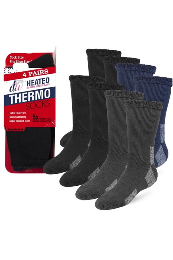 Thermal Heated Socks Insulated Socks for Men & Women 9-11, Assorted 4 Pairs