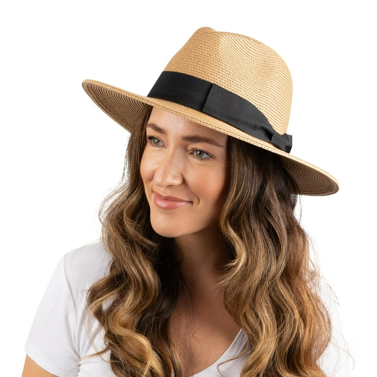 Debra Weitzner Women Fedora Sun Hat with Wide Brim—Foldable Roll