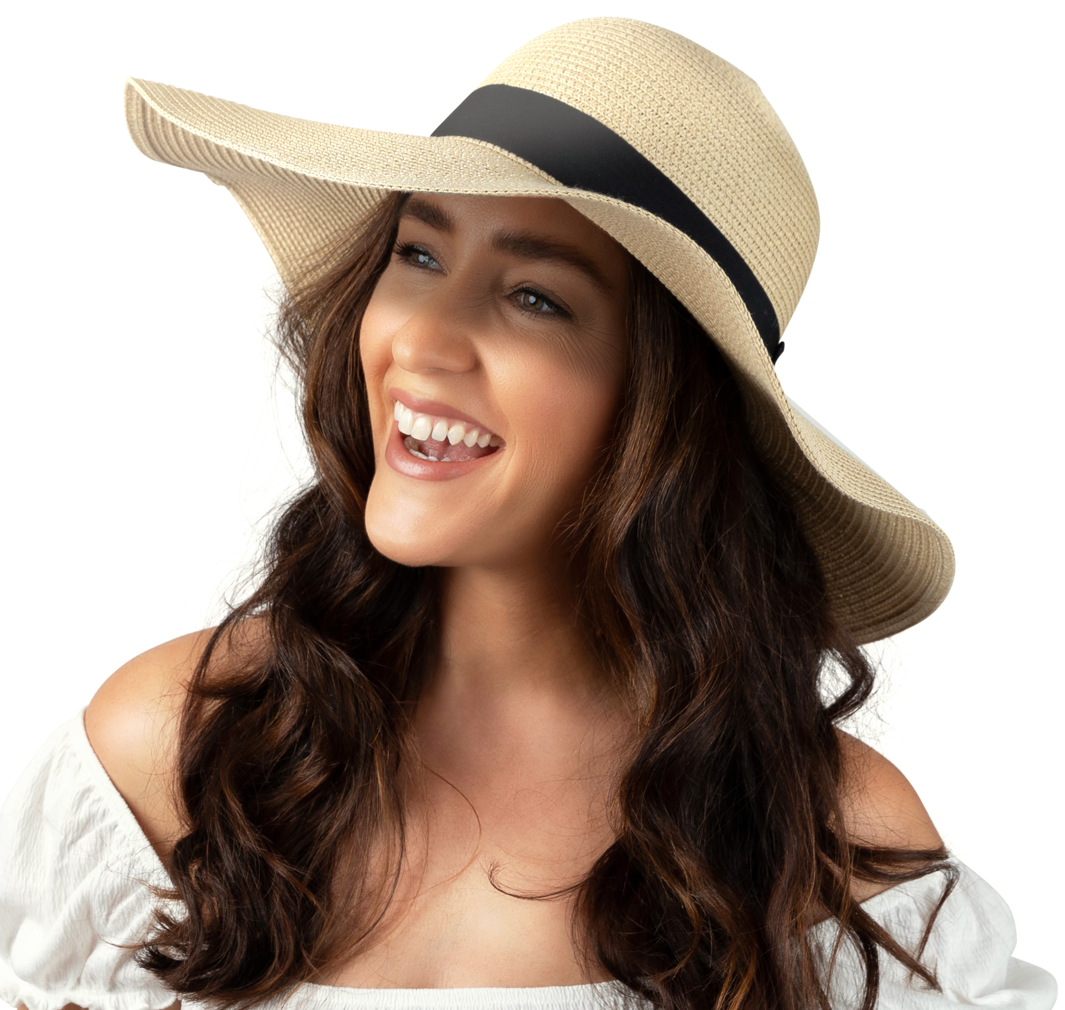 Debra Weitzner Women Floppy Sun Hat with Wide Brim—Foldable Roll-Up Straw Beach Hat UPF 50, Medium Beige - image 1 of 8