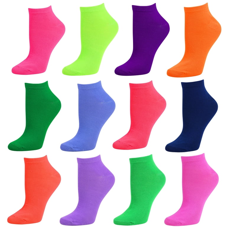 Debra Weitzner Women's Low-Cut Ankle Socks - 12 Pairs Colorful Runner Socks