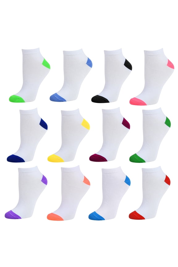 Womens Low-Cut Ankle Socks No-Show Colorful Pattern Fun Socks – 12 Pair