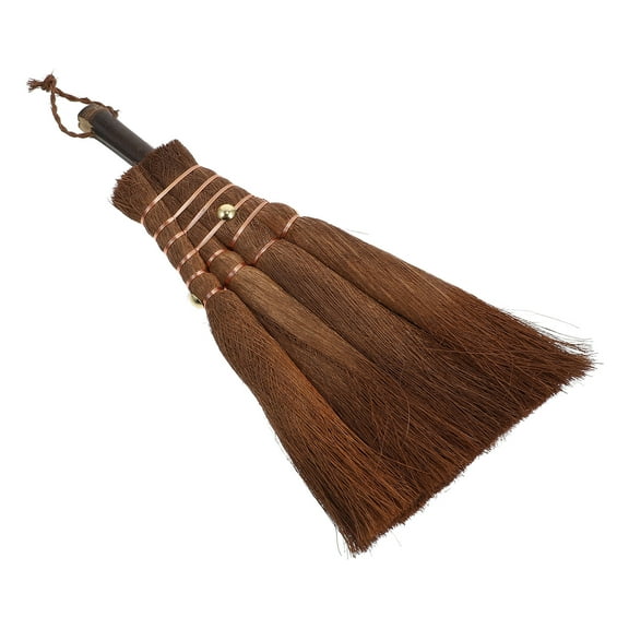 WRITWAA 1Pc Manual Small Broom Brown Natural Palm Cleaning Tool for Home Use with Hanging Rope