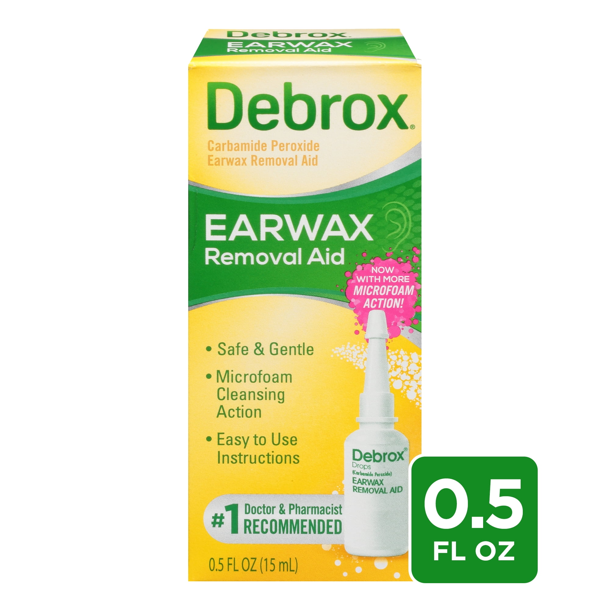 Debrox Ear Wax Removal Drops, Gentle Microfoam Ear Wax Remover, 0.5 fl oz