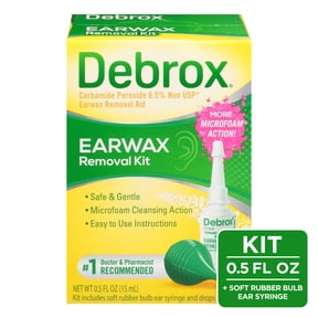 Debrox Earwax Removal Kit, Bulb Syringe and Ear Drops with Carbamide Peroxide, 0.5 Fl Oz