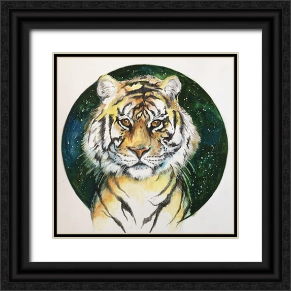 Debs, Emma Catherine 12x12 Black Ornate Wood Framed with Double Matting Museum Art Print Titled - A Tiger