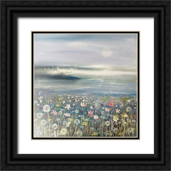 Debs, Emma Catherine 12x12 Black Ornate Wood Framed with Double Matting Museum Art Print Titled - Flowers And Sea 2