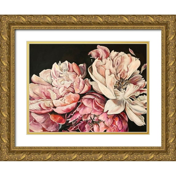 Debs, Emma Catherine 14x12 Gold Ornate Wood Framed with Double Matting Museum Art Print Titled - Pink Peonies