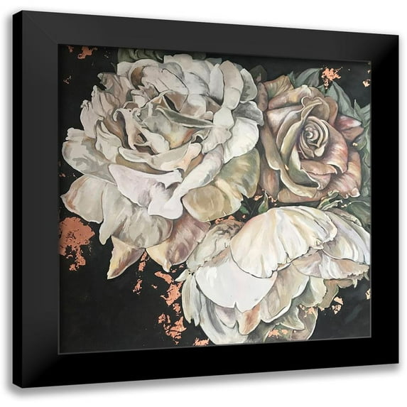 Debs, Emma Catherine 15x15 Black Modern Framed Museum Art Print Titled - Beige Roses