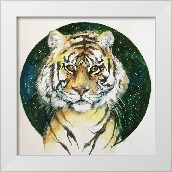 Debs, Emma Catherine 20x20 White Modern Wood Framed Museum Art Print Titled - A Tiger