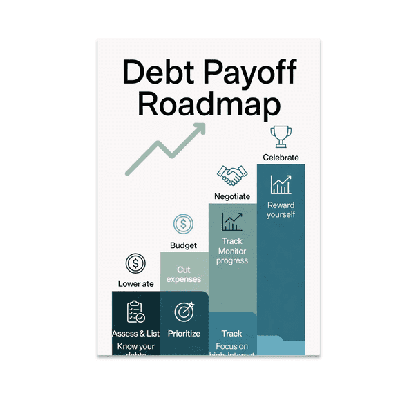 Debt Payoff Roadmap Infographic Wall Art - Financial Wellness Enthusiast - 13x19 Poster Print