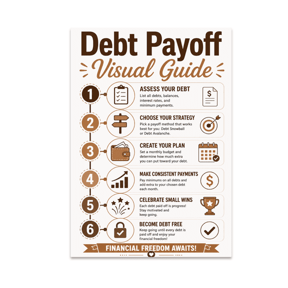 Debt Payoff Visual Guide - Financial Freedom Seeker - 13x19 Poster Print