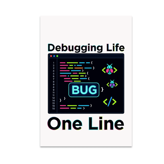 Debugging Life One Line - Software Developer - 13x19 Poster Print