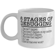 Debugging Stages 11 oz Coffee Mug - Coding Gift White Ceramic
